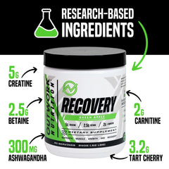 Glass of mixed Outwork Recovery powder ready for hydration after workouts.