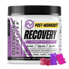 Outwork Nutrition post-workout recovery powder bottle ready for training recovery.