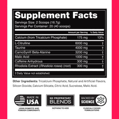 Outwork Nutrition preworkout bottle closeup emphasizing quality and USA-made testing.