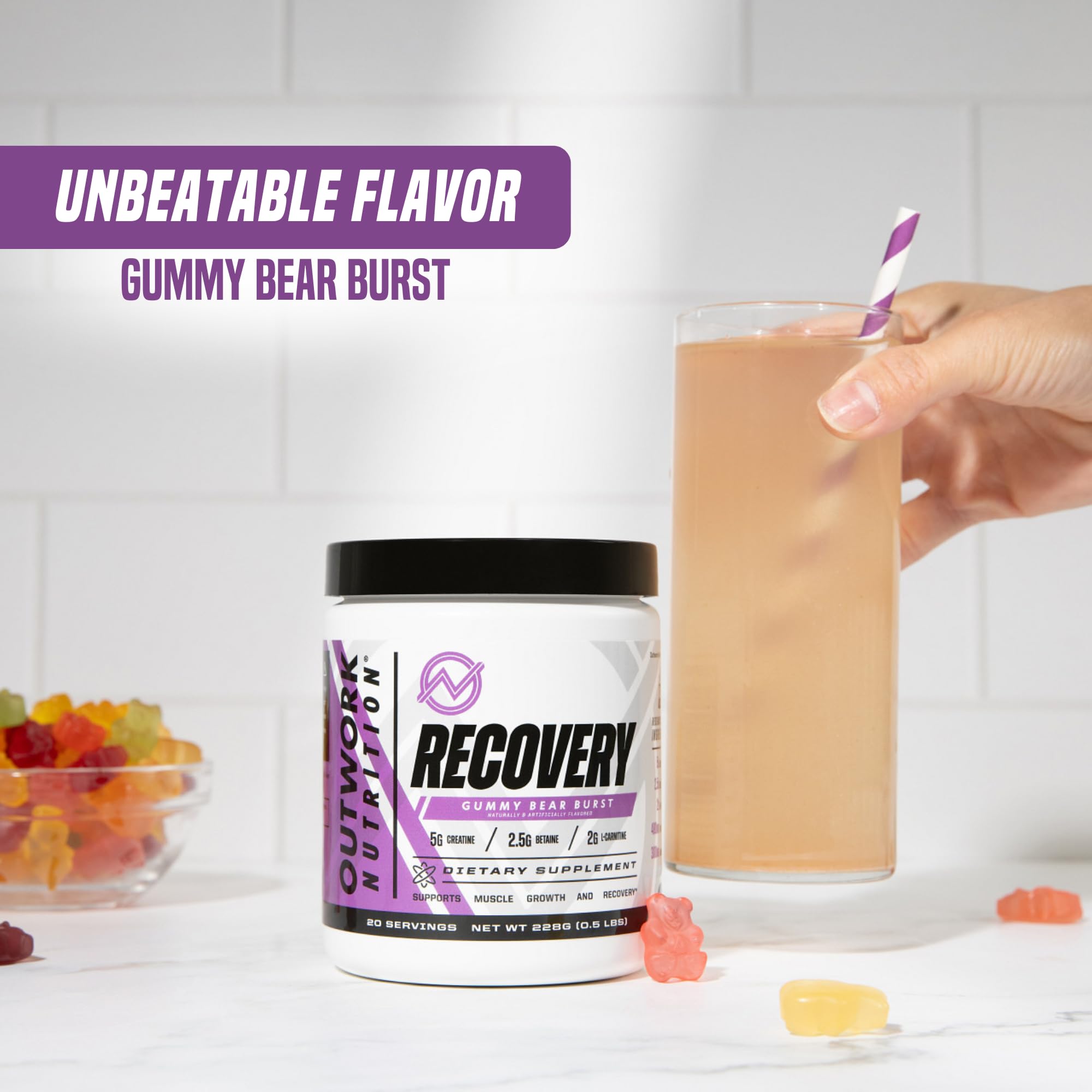 Outwork Nutrition tart cherry extract powder hints at soreness relief.