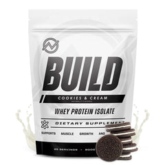 Outwork Nutrition whey isolate Cookies & Cream tub front view showing premium protein powder.