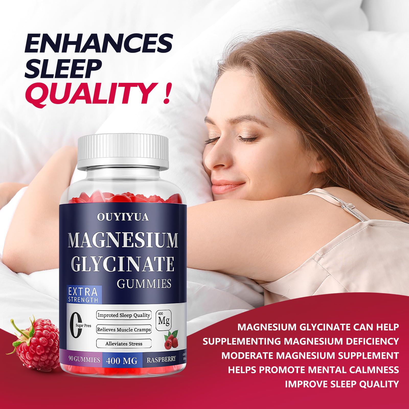 OUYIYUA 400mg gummy label shows high magnesium content for calm.