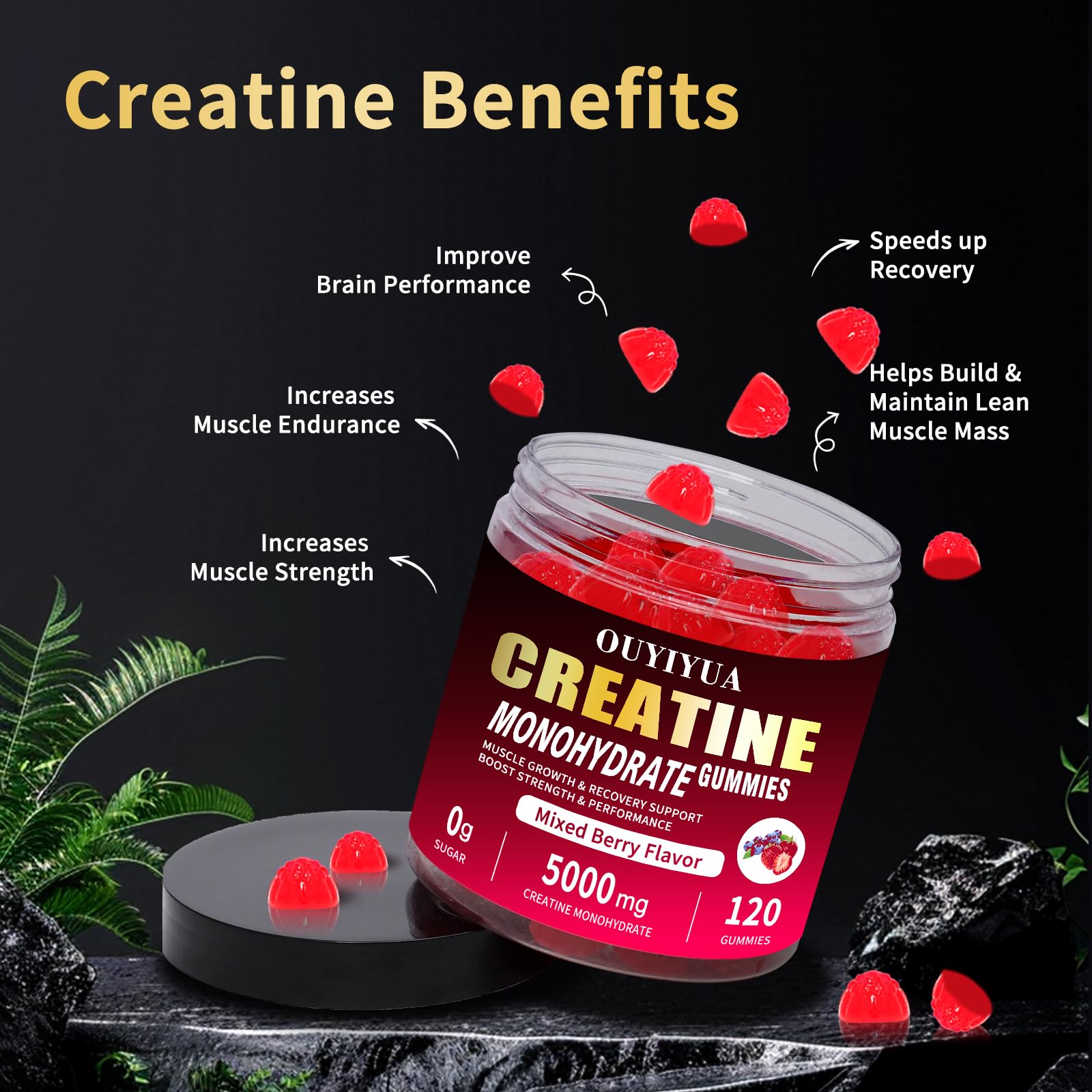OUYIYUA Creatine Gummies packaging box displayed on shelf.
