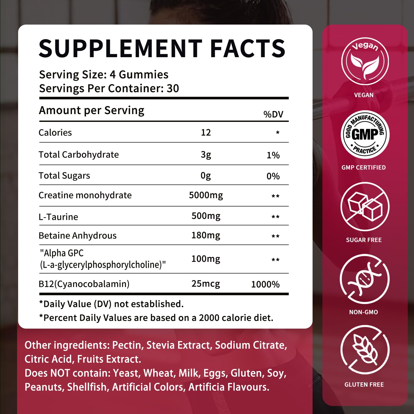 OUYIYUA Creatine Gummies texture close-up highlighting chewy consistency.