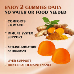 OUYIYUA Turmeric Gummies pineapple-flavored chewables in serving suggestion.