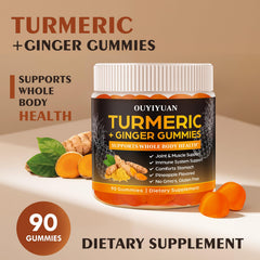 OUYIYUA Turmeric Gummies sugar-free, natural pineapple flavor label.