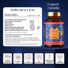 OVA flame capsules on white background for daily wellness routine.