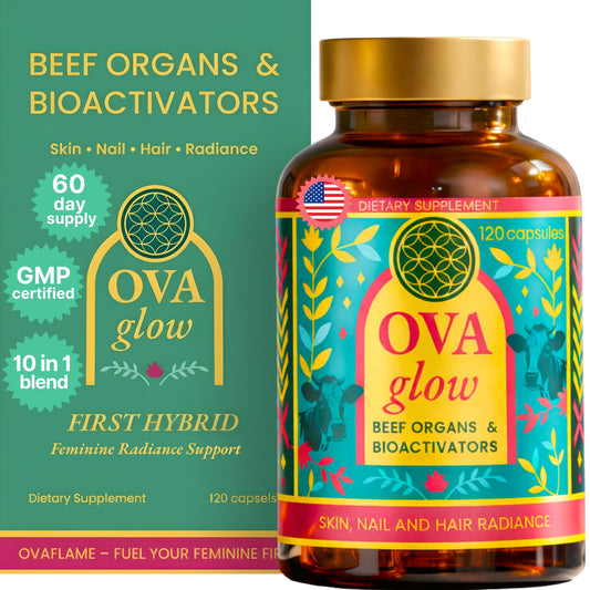 OVA flame vitamins for women bottle with capsules for daily beauty support