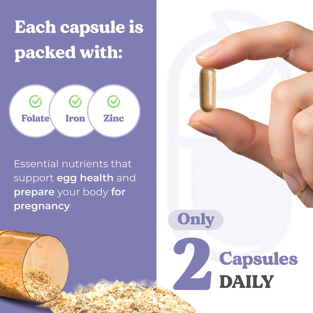 Ovalife label shows folate, iron, and zinc for egg health