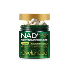 Ovelanique NAD bottle with 120 capsules label for long-term wellness