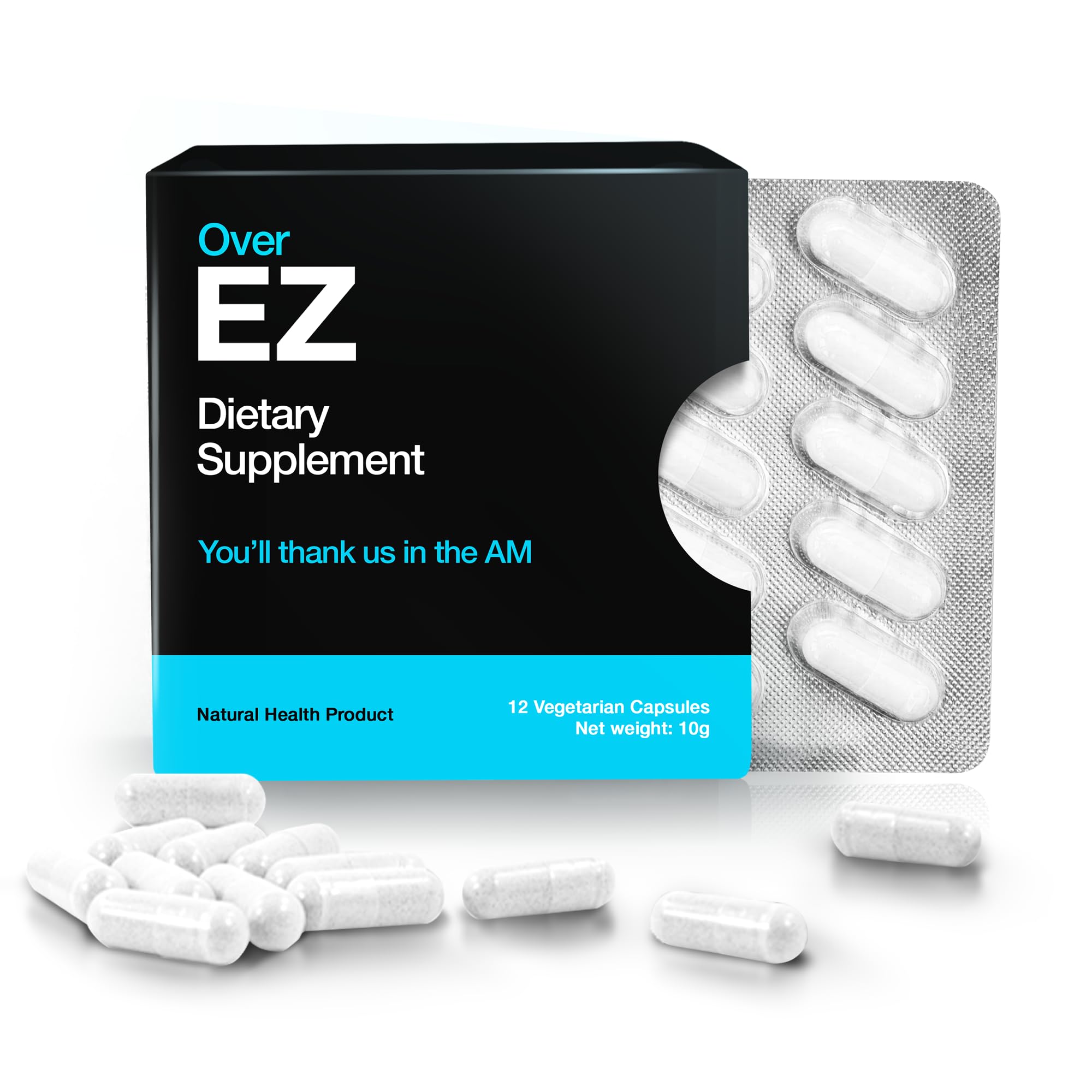 Over EZ pre-drink bottle promotes smoother mornings after a night out.