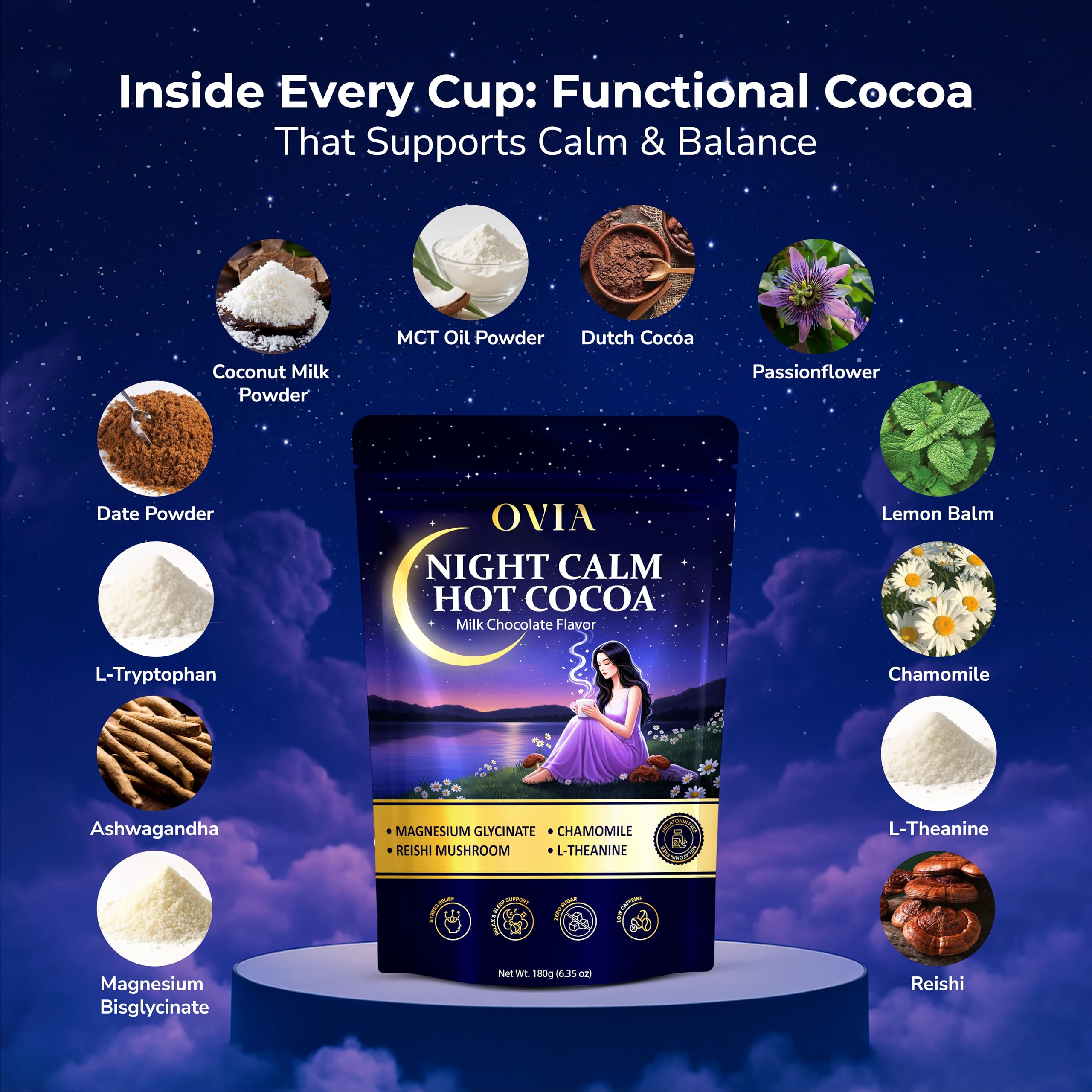 OVIA Night Calm ready-to-make drink for a low-effort evening treat