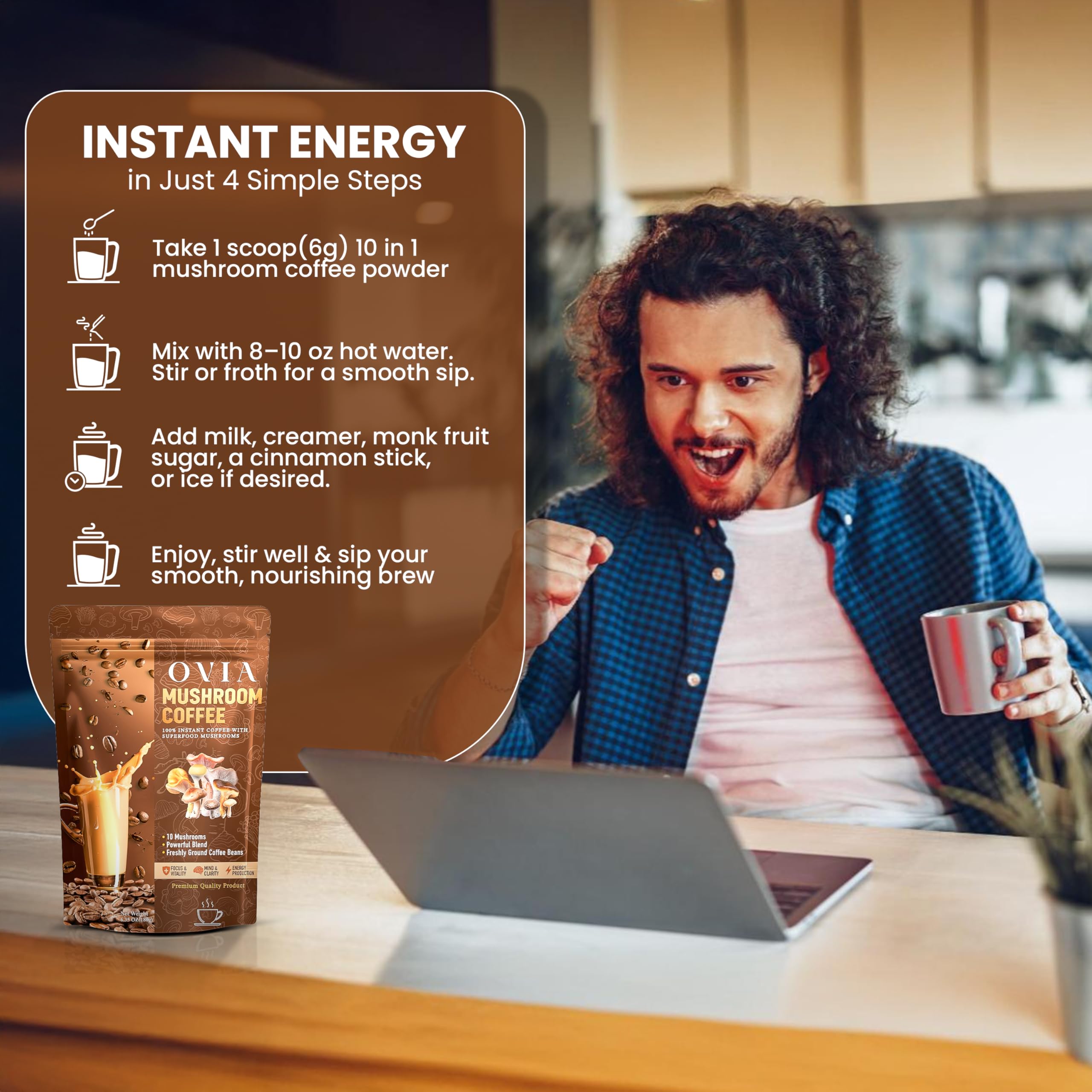 OVIA steaming-cup-smooth-arabica-coffee offers a mild start with steady focus