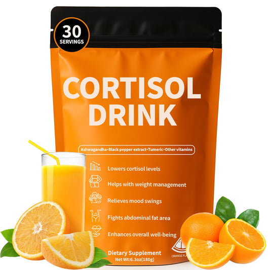 Oviaapo Cortisol Drink Powder bag shows convenient daily use for calm focus.
