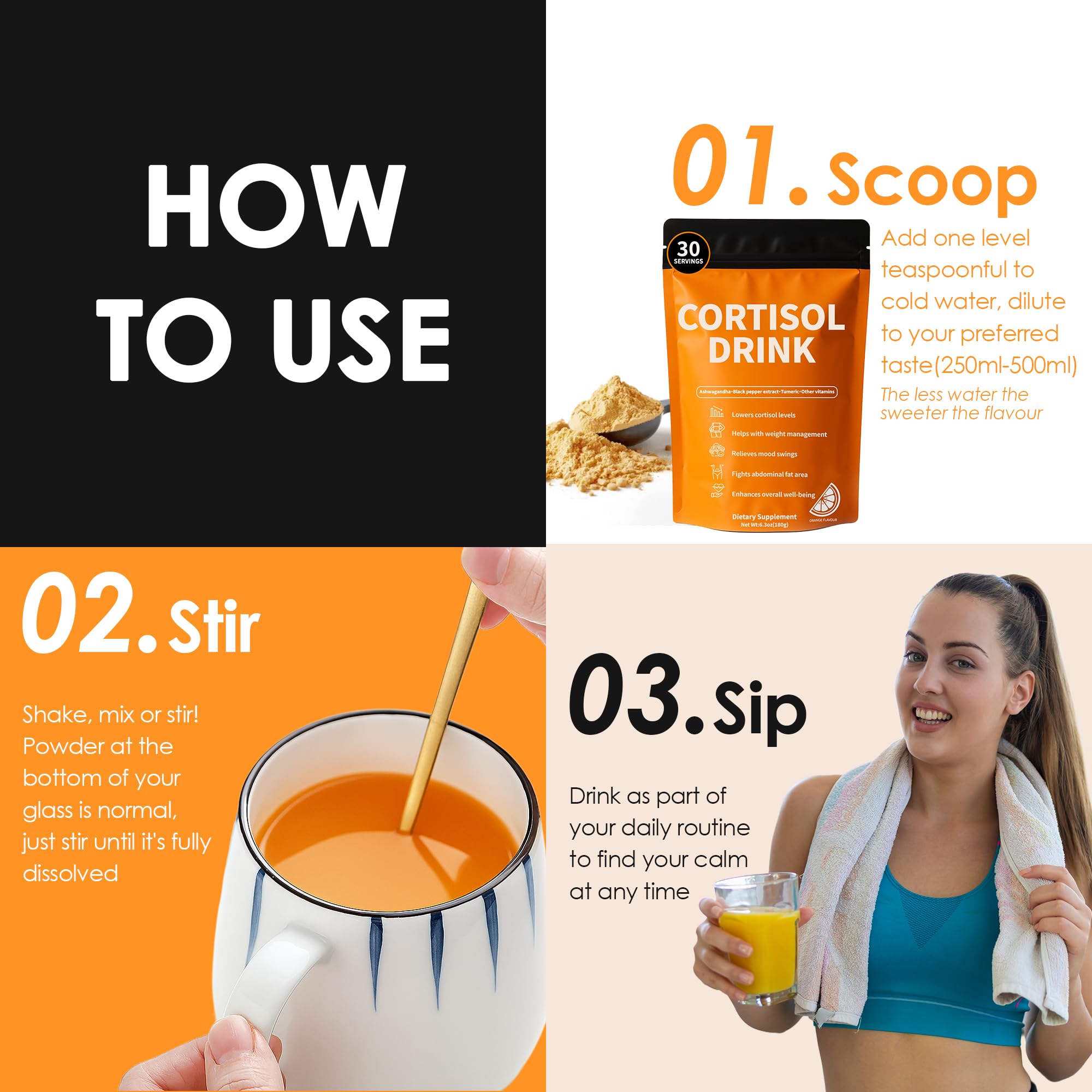 Oviaapo Cortisol Drink Powder Black Pepper Extract improves absorption of blend.