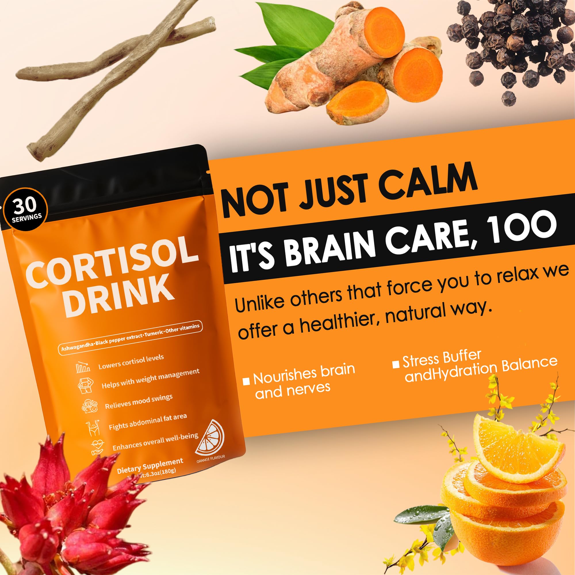 Oviaapo Cortisol Drink Powder L-Theanine promotes relaxed concentration without drowsiness.