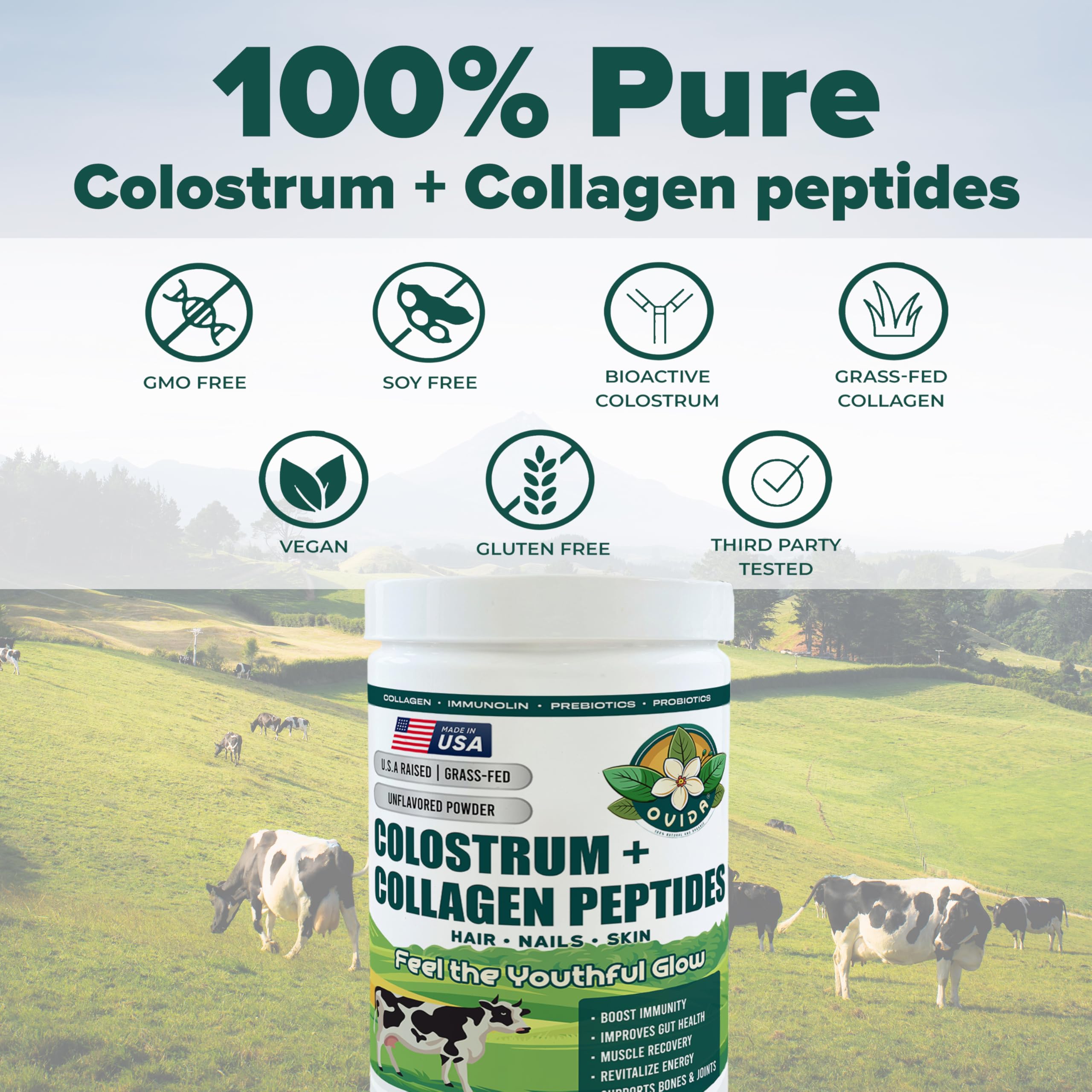 OVIDA packaging highlights grass-fed, non-GMO premium formula.
