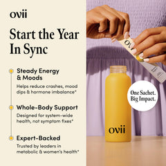 Ovii Metabolic Support label close-up highlighting white mulberry extract and 40:1 balance.