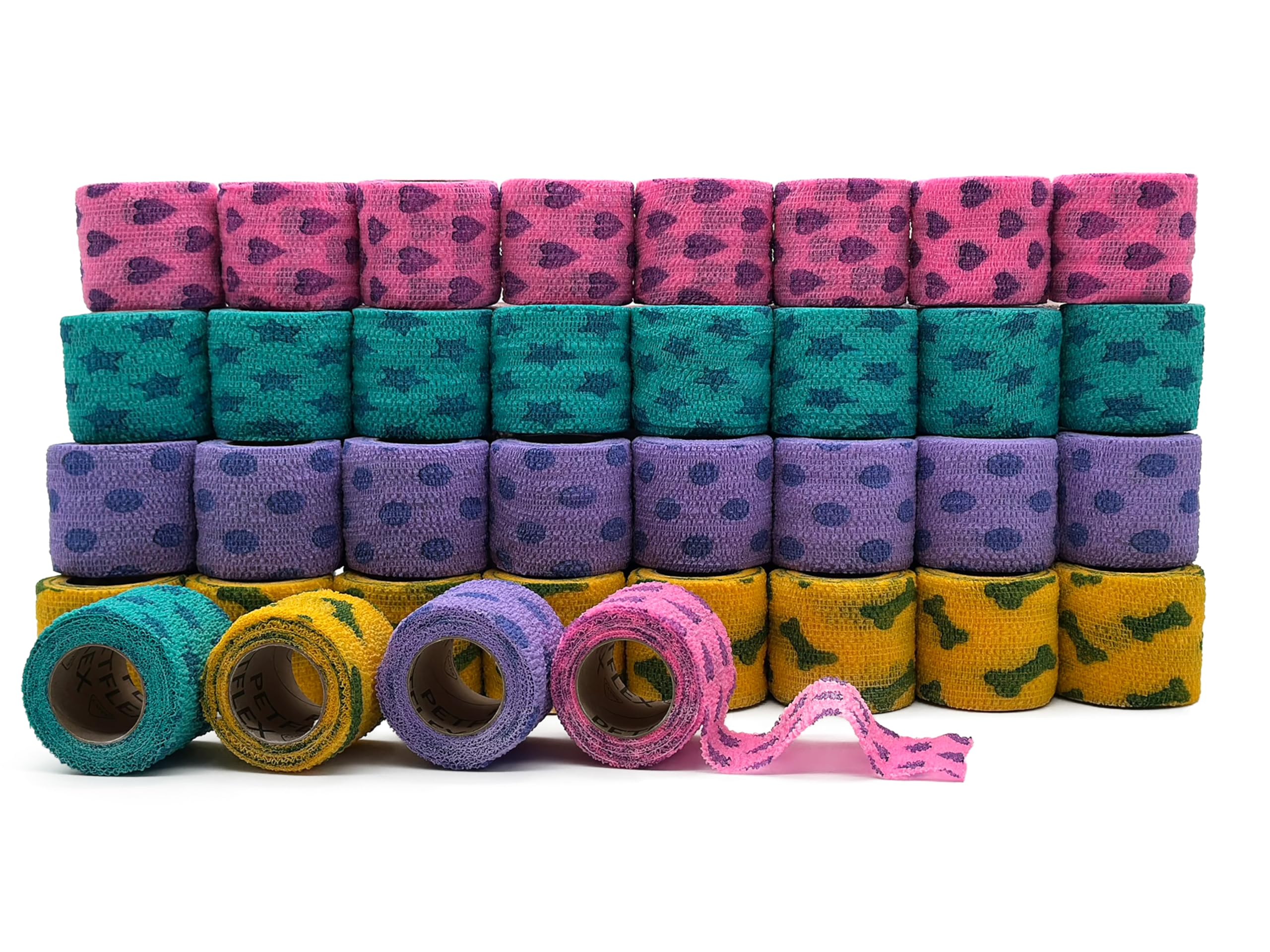 OVIK Health PetFlex blue stars on aqua protects wounds with quick, mess-free self-adhesion.