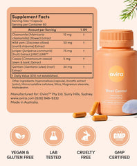 Ovira Bloat Control lifestyle shot with water, suggesting daily use.