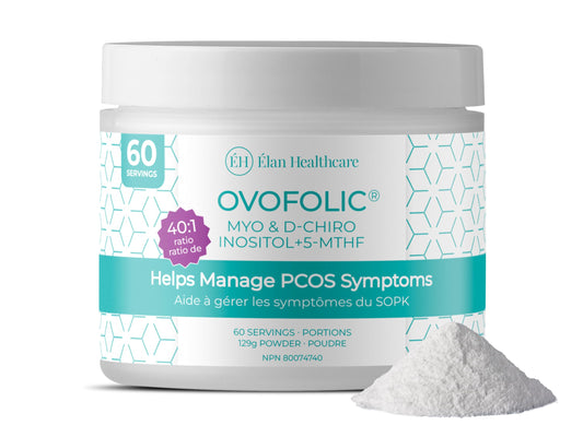 Ovofolic bottle front for PCOS balance and everyday use