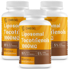 owegel liposomal tocotrienols bottle-front showing premium vitamin E support for skin and bones.