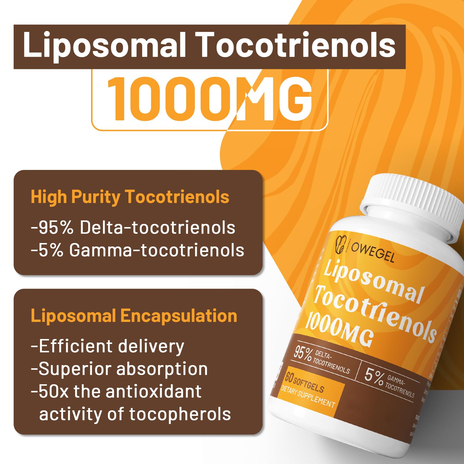 owegel liposomal tocotrienols serving pour illustrating daily dosage convenience.