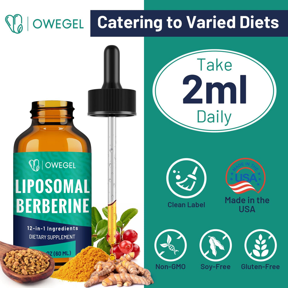 owegel non-GMO gluten-free badge on bottle emphasizes natural safety and quality.