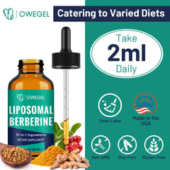 owegel non-GMO gluten-free badge on bottle emphasizes natural safety and quality.