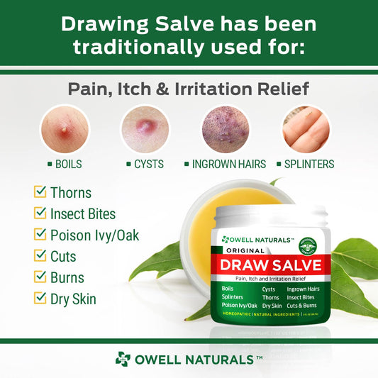 Owell Naturals Drawing Salve pack of 2 highlights value for ongoing skin care.