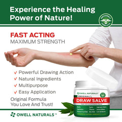 Owell Naturals Drawing Salve texture closeup demonstrates smooth application.