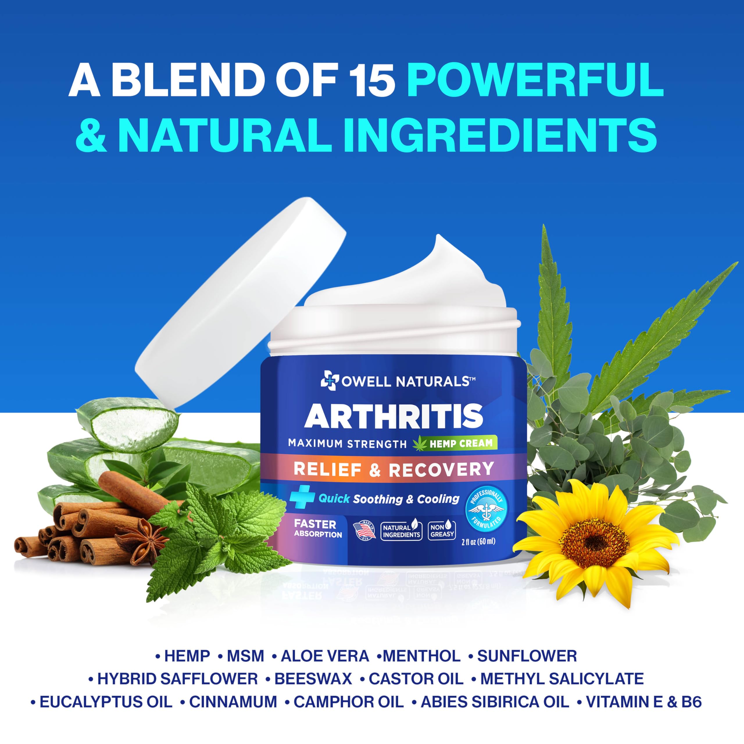 OWELL Naturals ingredients closeup highlighting natural blend
