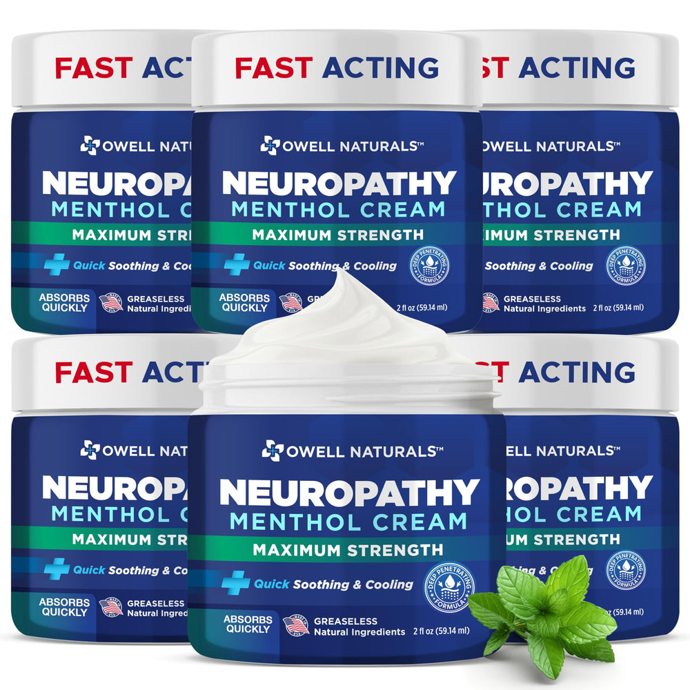 Owell Naturals Neuropathy Cream tube shows fast-absorbing formula for quick relief