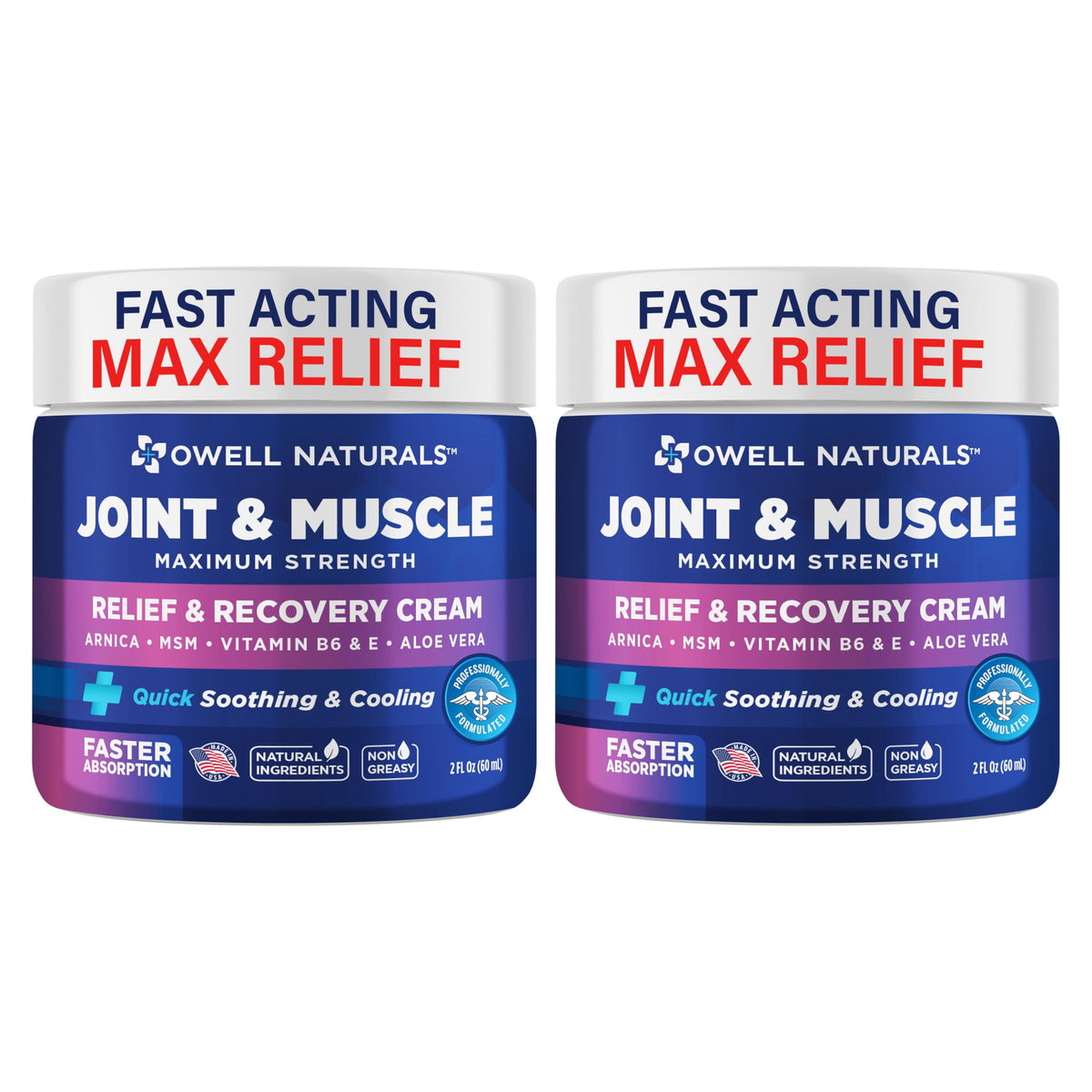 Owell Naturals two-pack packaging for convenient at-home relief.