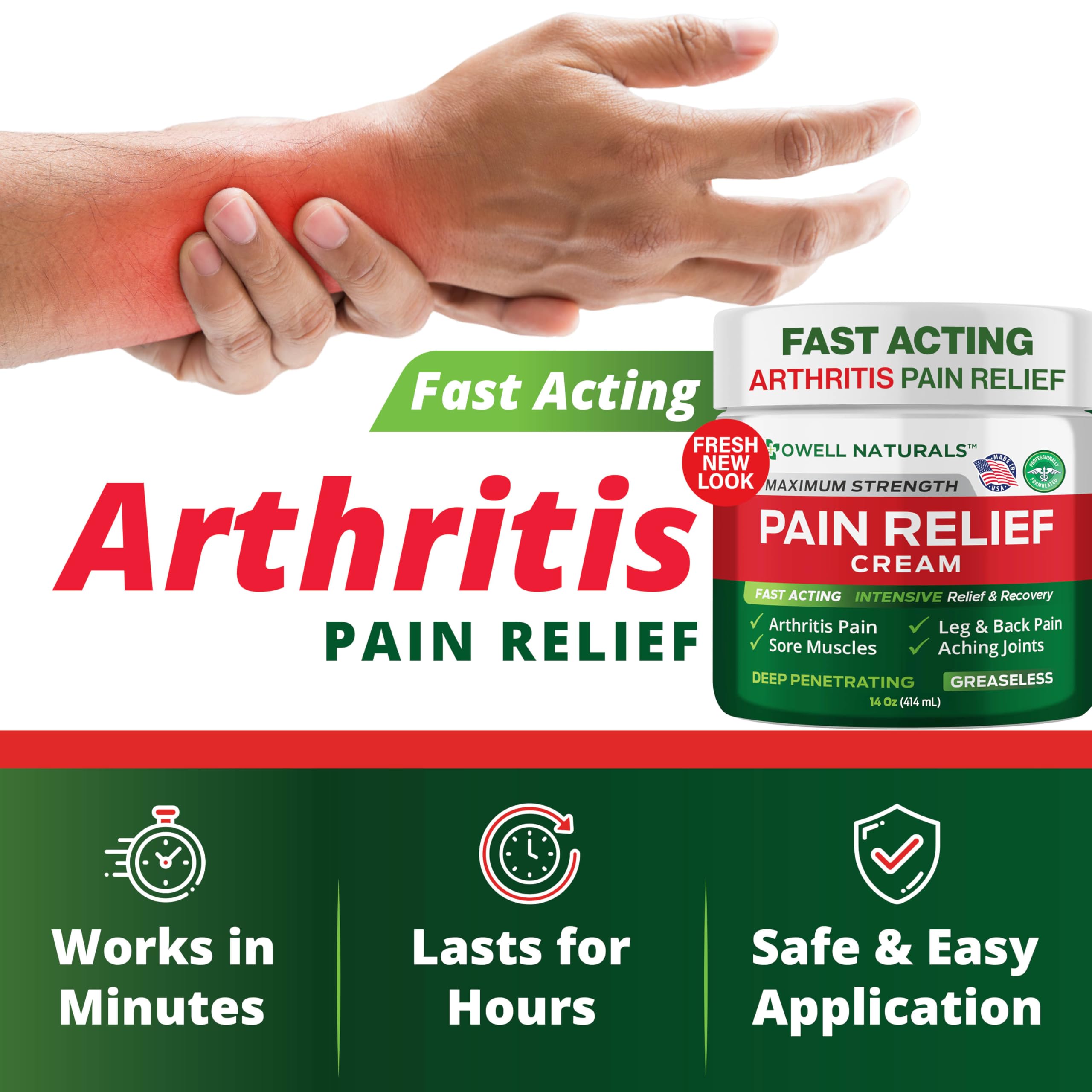 Owell Naturals pain relief cream applied to knee during daily activities for flexibility.