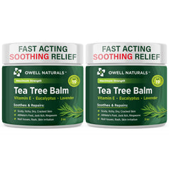 Owell Naturals Tea Tree Balm box view shows portable, travel-ready relief on the go.