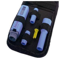 Owen Mumford AJ1300 fixed-needle injection aid with wallet for portable use.