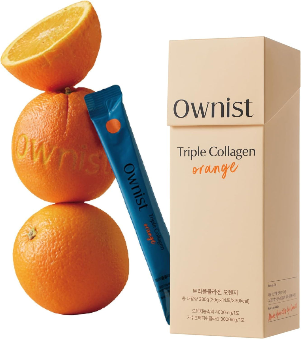 Ownist triple collagen liquid packets on-the-go pouch for easy daily skin hydration.