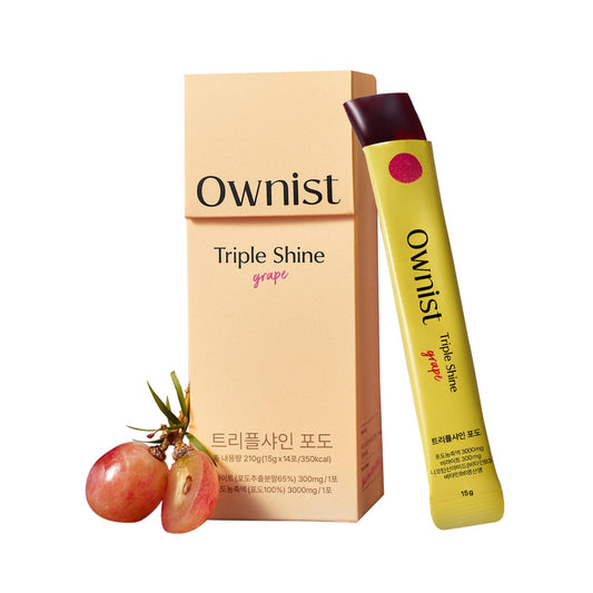 Ownist Triple Shine Grape Jelly On-The-Go bottle offers portable brightening support.
