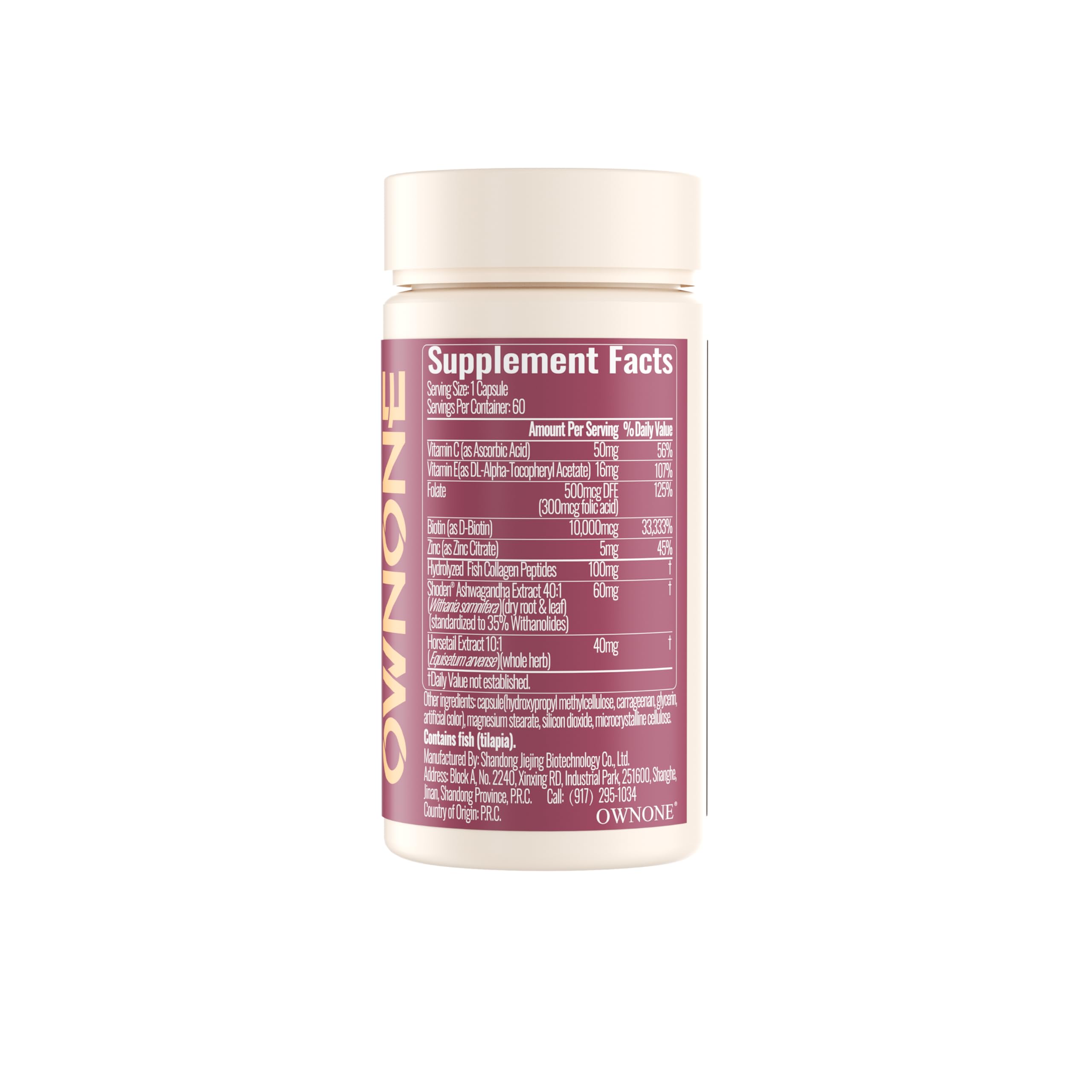 Close-up of OWNONE Biotin capsules ready for daily use