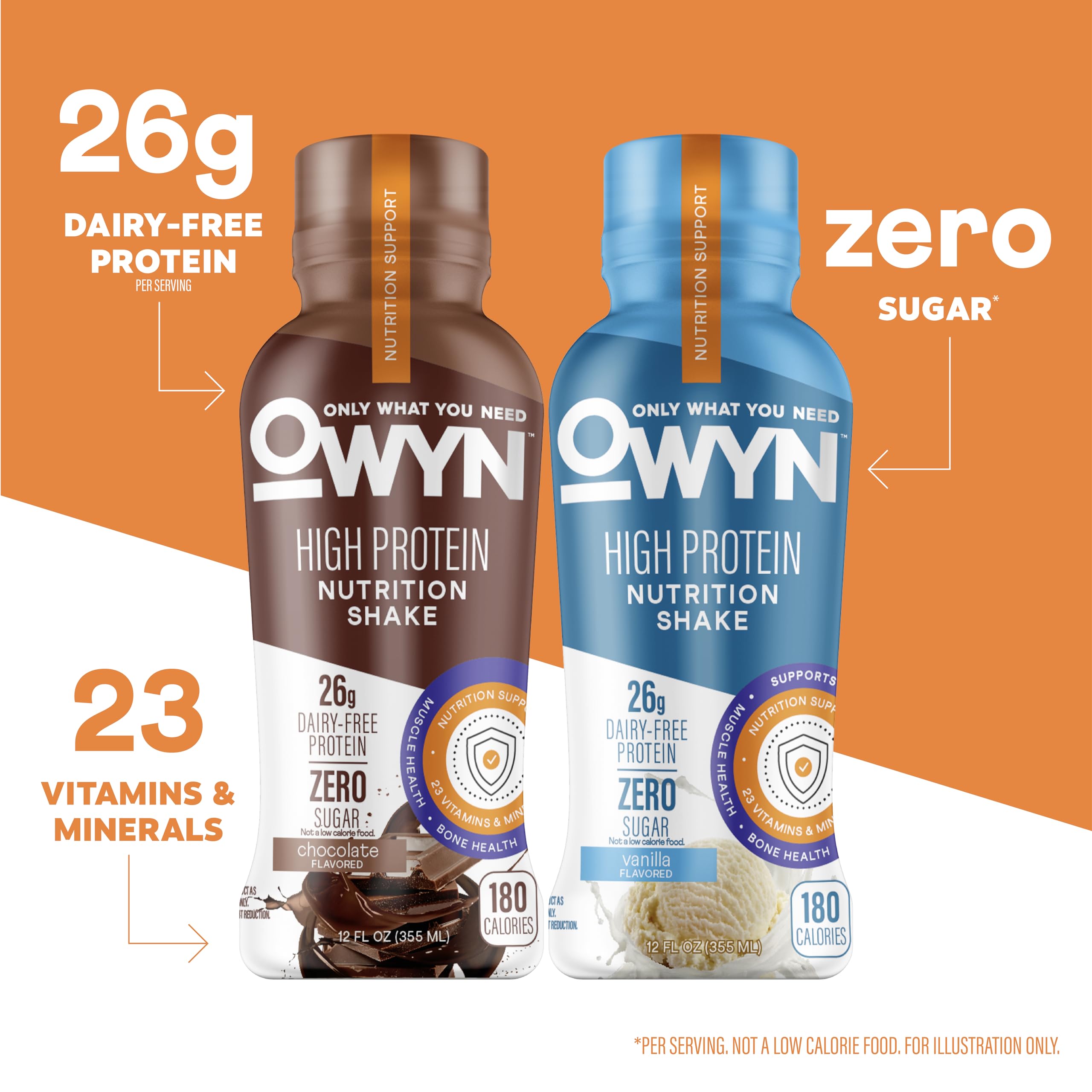 OWYN chocolate shake pour over ice for a refreshing, smooth treat.