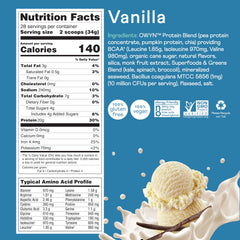 Chocolate OWYN protein powder tub for on-the-go nutrition