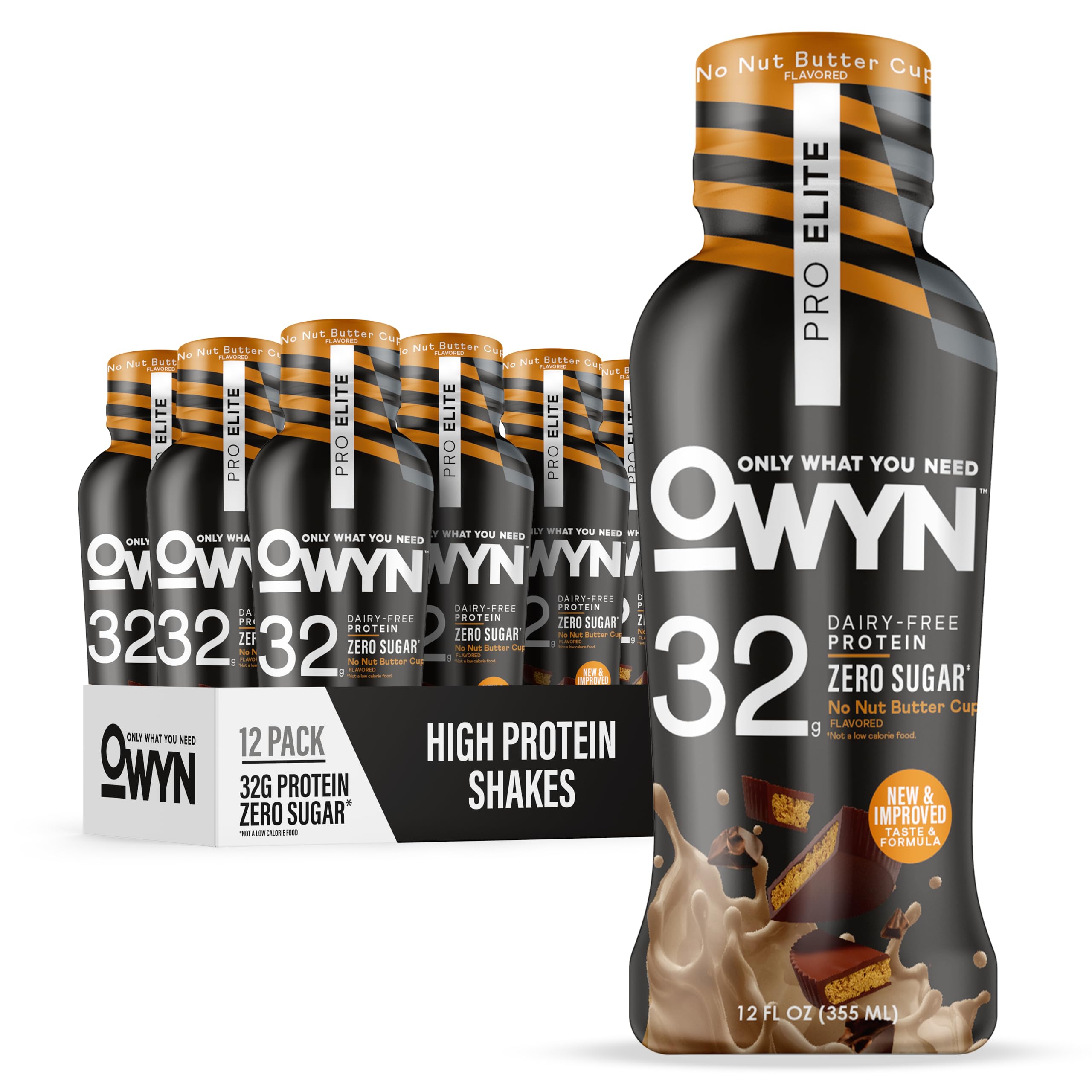 OWYN Pro Elite No Nut Buttercup bottle showcases dairy-free protein for on-the-go recovery.