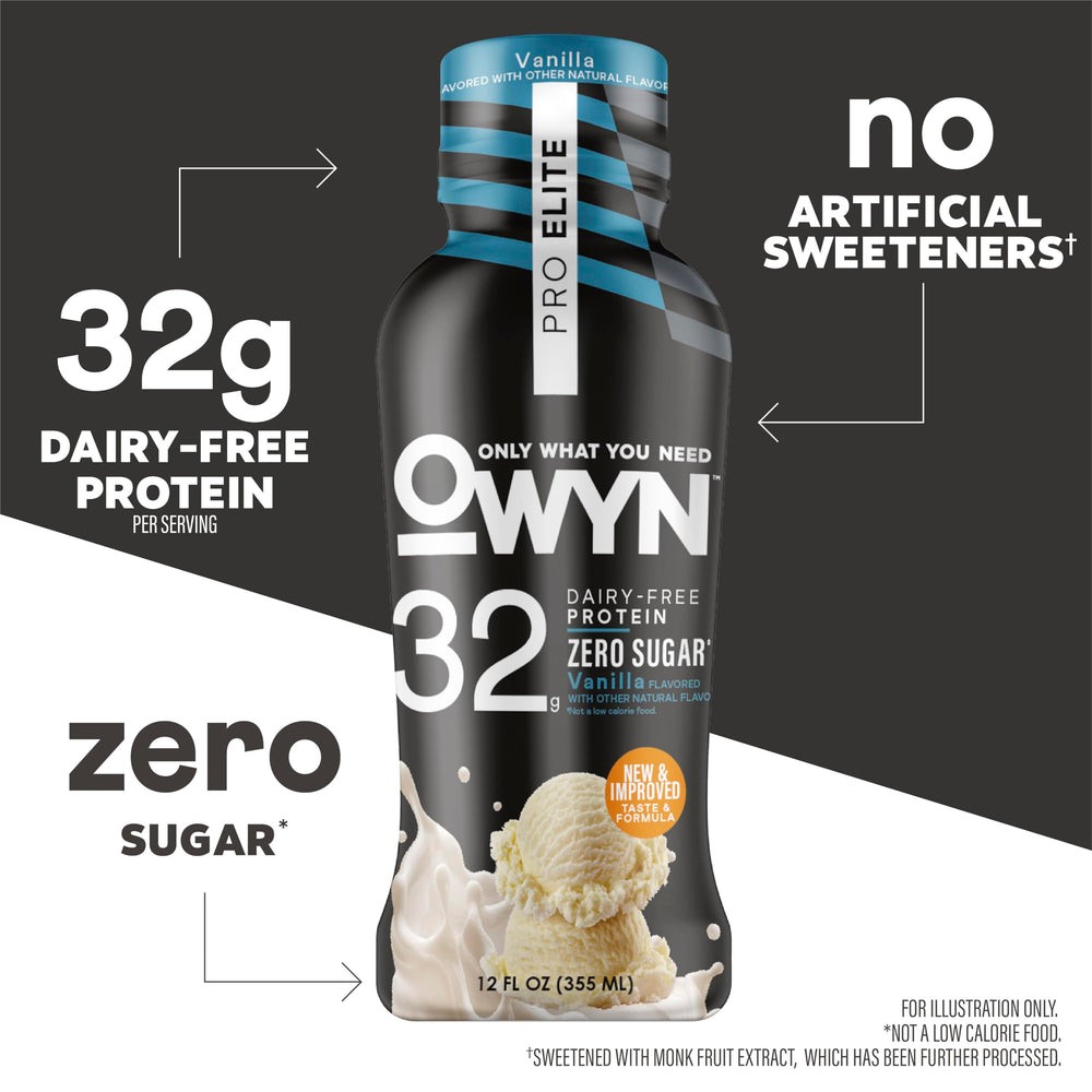 OWYN Pro Elite Vanilla ingredients close-up showing plant-based protein blend