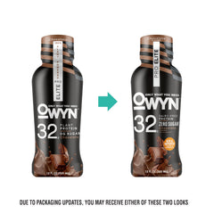 OWYN Pro Elite Vanilla Shake glass, smooth texture for easy refueling