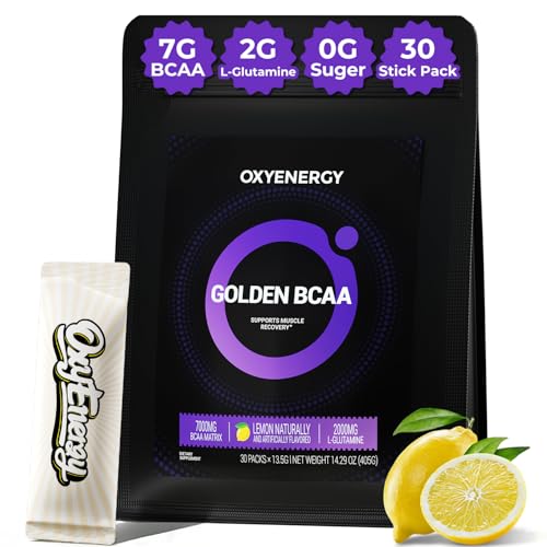 OxyEnergy BCAA powder stick in lemon flavor for convenient post-workout hydration