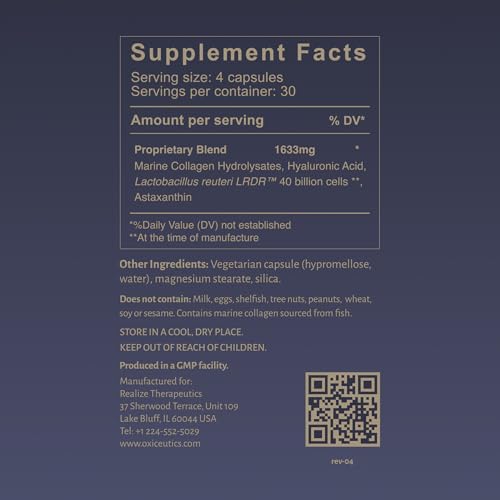 Oxiceutics Dr. Davis label close-up featuring probiotic formula.