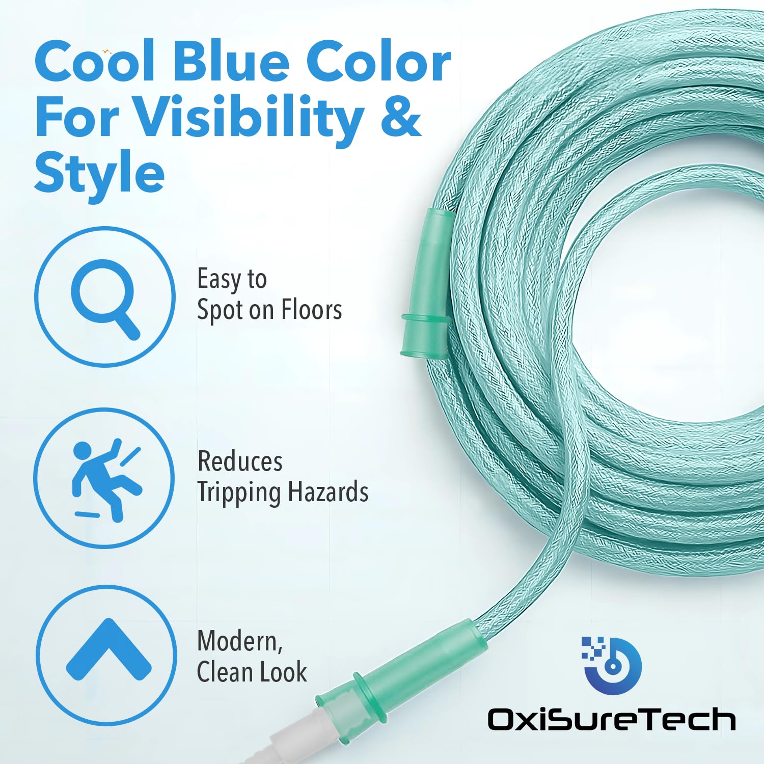 OXISURETECH green tubing enhances visibility and safety at home.