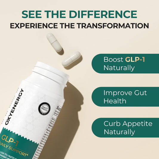 OxyEnergy GLP-1 capsules close-up ready for daily routine