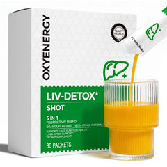 OxyEnergy Liver Cleanse bottle front, portable liver support for daily wellness